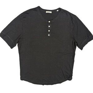Buck Mason T-Shirt Henley Short Sleeve Stretch Cotton Black XL